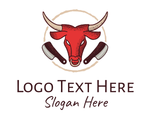 Vegan Meat - Bull Chophouse Knife logo design