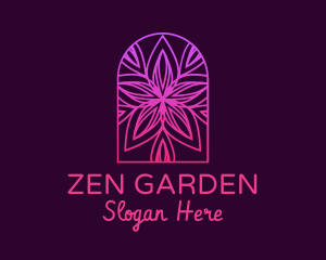 Buddhist - Mandala Arch Flower logo design