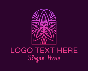 Pink - Mandala Arch Flower logo design