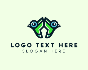 Green Lizard - Couple Chameleon Head logo design