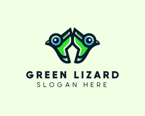 Iguana - Couple Chameleon Head logo design