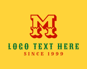 Western - Mexican Cowboy Letter M logo design