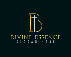 Sacred - Spiritual Religious Cross Letter B logo design