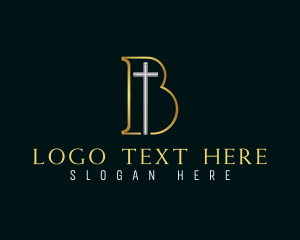 Spiritual Religious Cross Letter B Logo