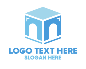 Religious - Blue Arch Cube logo design