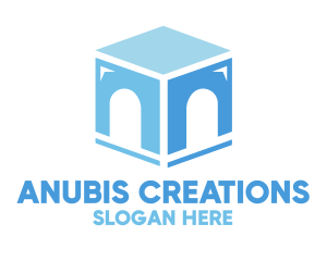 Blue Arch Cube logo design