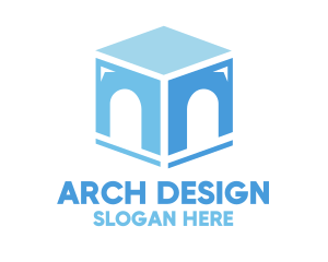 Arch - Blue Arch Cube logo design