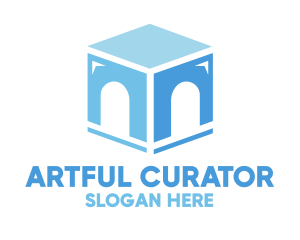 Blue Arch Cube logo design