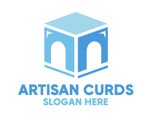 Blue Arch Cube logo design