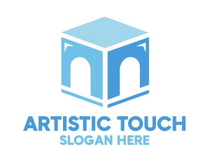 Blue Arch Cube logo design