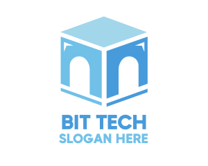 Blue Arch Cube logo design