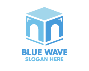Blue Arch Cube logo design