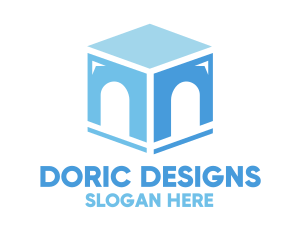 Blue Arch Cube logo design