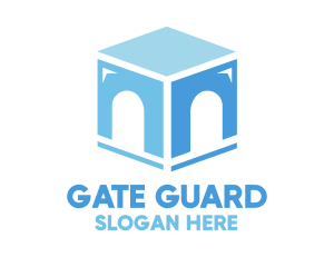 Gate - Blue Arch Cube logo design