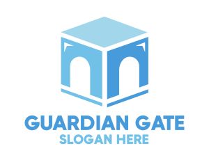 Gate - Blue Arch Cube logo design