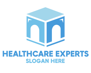 Blue Arch Cube logo design