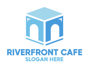 Blue Arch Cube logo design