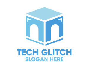 Blue Arch Cube logo design