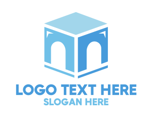 Interior Designer - Blue Arch Cube logo design