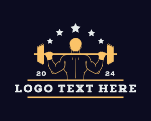 Weightlifting - Muscle Barbell Bodybuilder logo design