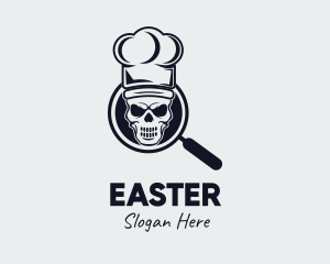 Frying Pan - Skeleton Chef Magnifier logo design