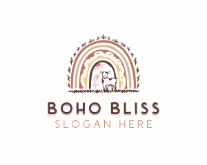 Boho - Cow Boho Rainbow logo design