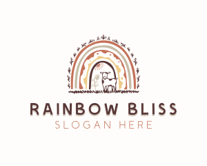 Cow Boho Rainbow logo design