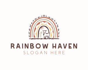 Cow Boho Rainbow logo design