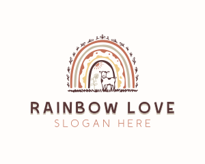 Cow Boho Rainbow logo design