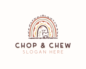 Childcare - Cow Boho Rainbow logo design