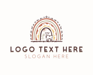 Cattle - Cow Boho Rainbow logo design