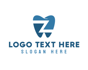 Orthodontics - Blue Dental Tooth Letter Z logo design