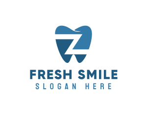 Toothpaste - Blue Dental Tooth Letter Z logo design