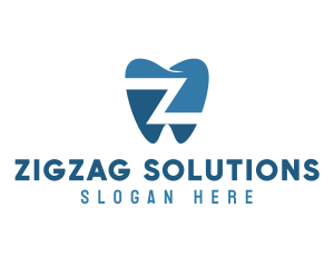 Blue Dental Tooth Letter Z logo design