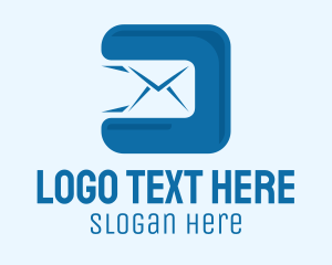 Letter Envelope - Blue Express Mail App logo design