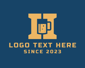 Oktoberfest - Beer Mug Letter H logo design