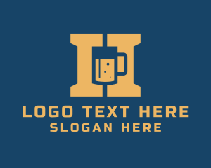 Beer Mug Letter H  Logo