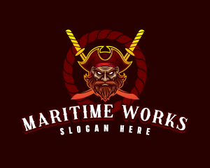 Captain Pirate Sword logo design