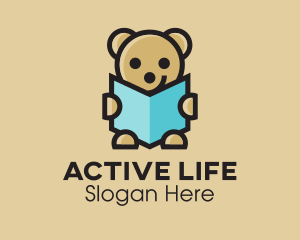 Stuffed Toy - Reading Teddy Bear logo design