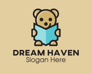 Bedtime - Reading Teddy Bear logo design