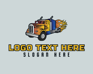 Logistics - Fast Flaming Truck logo design