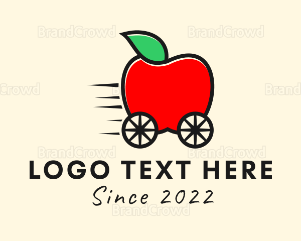 Apple Fruit Grocery Cart Logo