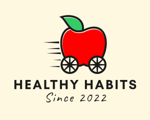 Apple Fruit Grocery Cart logo design