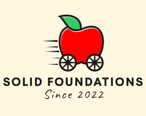On The Go - Apple Fruit Grocery Cart logo design