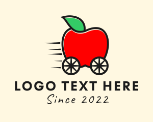 Healthy Living - Apple Fruit Grocery Cart logo design