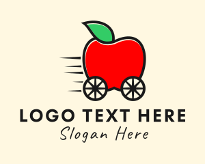 Apple Fruit Grocery Cart Logo