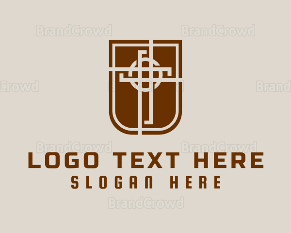 Shield Cross Religion Logo