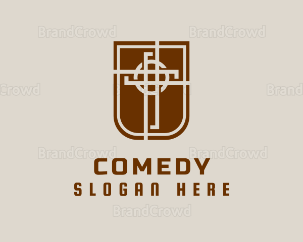 Shield Cross Religion Logo