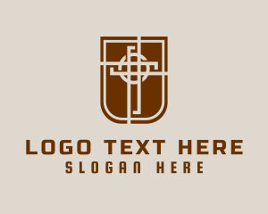 Church - Shield Cross Religion logo design