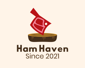 Ham - Butcher Knife Meat logo design